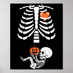 Halloween Skeleton Baby Rib Cage Maternity Pregnan Poster