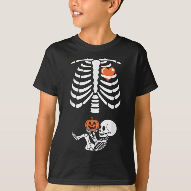 Halloween Skeleton Baby Rib Cage Maternity Pregnan T-Shirt (Front)