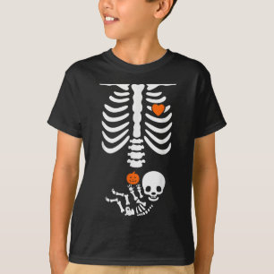Halloween Skeleton Baby Rib Cage Pregnant Pumpkin  T-Shirt