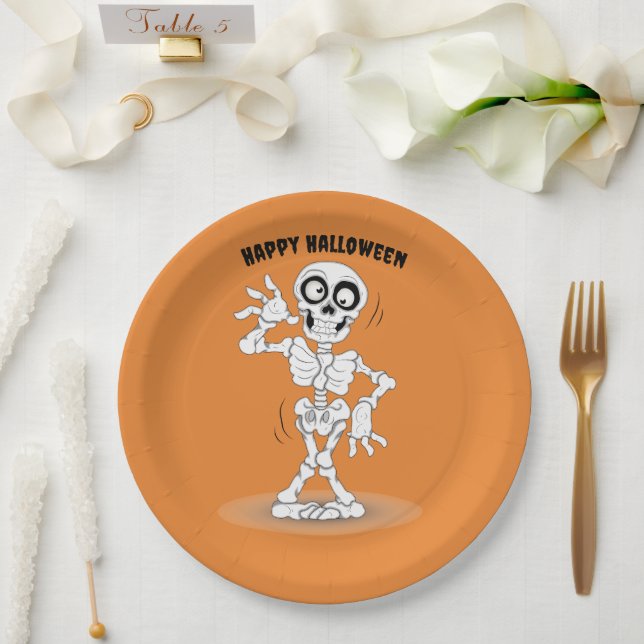 Halloween Skeleton Background Paper Plate (Wedding)