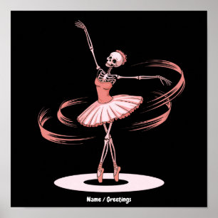 Halloween Skeleton Ballerina Ballet Dance Costume Poster
