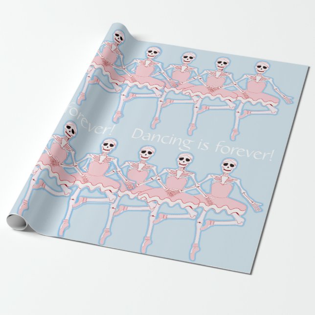 halloween skeleton ballerinas in pink gift wrap (Unrolled)