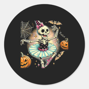 Halloween Skeleton Ballet Dancing Ballerina Classic Round Sticker