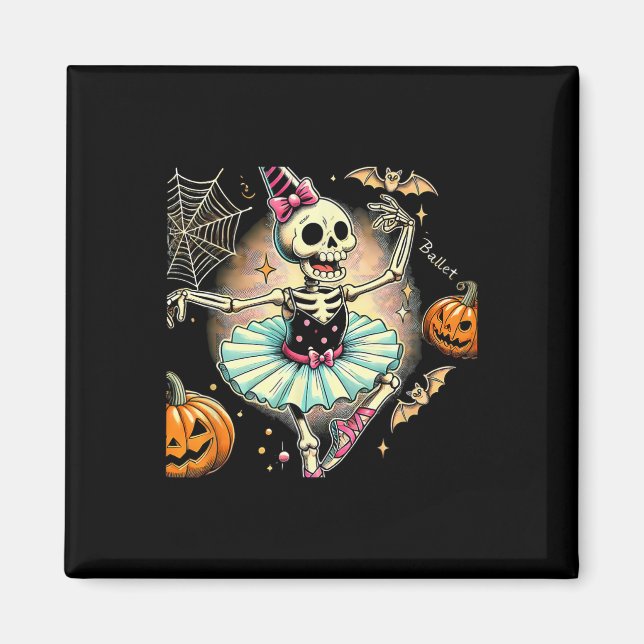 Halloween Skeleton Ballet Dancing Ballerina  Magnet (Front)
