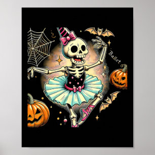 Halloween Skeleton Ballet Dancing Ballerina Poster