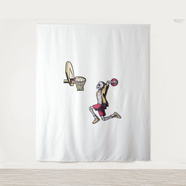 Halloween Skeleton Basketball Player Costume Skull Tapestry (Front)