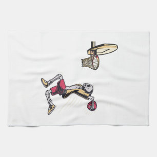 Halloween Skeleton Basketball Player Costume Skull Tea Towel