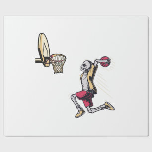 Halloween Skeleton Basketball Player Costume Skull Wrapping Paper