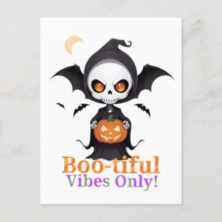 Halloween Skeleton Bat Vibes Postcard