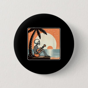 Halloween Skeleton Beach Palm Tree 6 Cm Round Badge