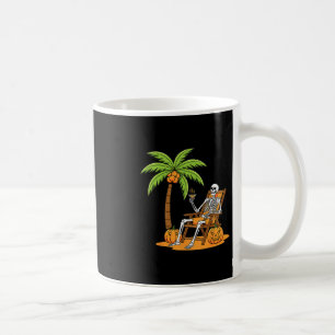 Halloween Skeleton Beach Vacation Palm Tree Pumpki Coffee Mug