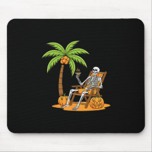 Halloween Skeleton Beach Vacation Palm Tree Pumpki Mouse Pad