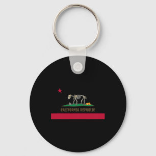 Halloween Skeleton Bear California Ca State Flag F Key Ring