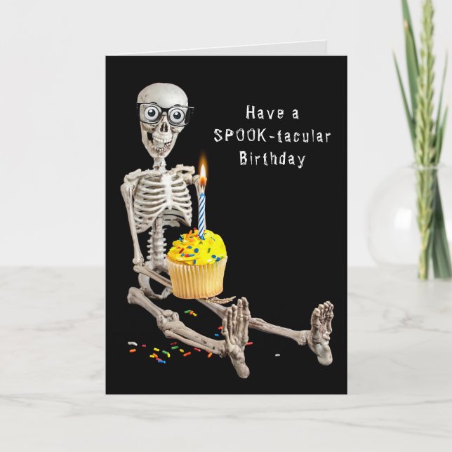 Halloween Skeleton Birthday  Card (Front)