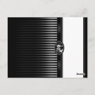 Halloween Skeleton Black White BLANK Folding Place Postcard