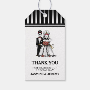 Halloween Skeleton  Black White Thank You Tags