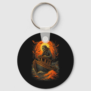 Halloween Skeleton Boat Ghost Ship Fisherman Motor Key Ring