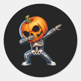 Halloween Skeleton Boys Trick Treat Funny Pumpkin Classic Round Sticker