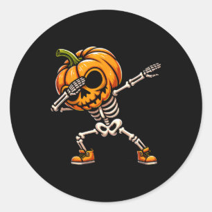 Halloween Skeleton Boys Trick Treat Funny Pumpkin Classic Round Sticker