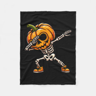 Halloween Skeleton Boys Trick Treat Funny Pumpkin Fleece Blanket