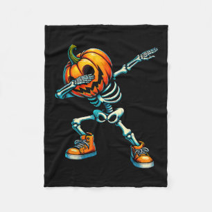 Halloween Skeleton Boys Trick Treat Funny Pumpkin Fleece Blanket