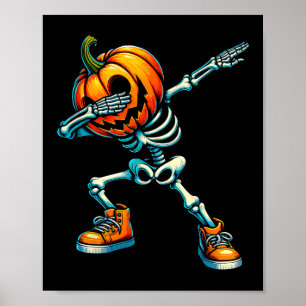 Halloween Skeleton Boys Trick Treat Funny Pumpkin  Poster