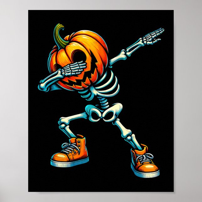 Halloween Skeleton Boys Trick Treat Funny Pumpkin  Poster (Front)