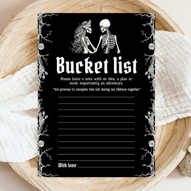 Halloween Skeleton Bridal Shower Bucket List Game Invitation (Halloween Skeleton Bridal Shower Bucket List Game)