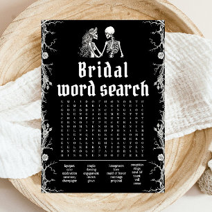 Halloween Skeleton Bridal Shower Word Search Game Invitation