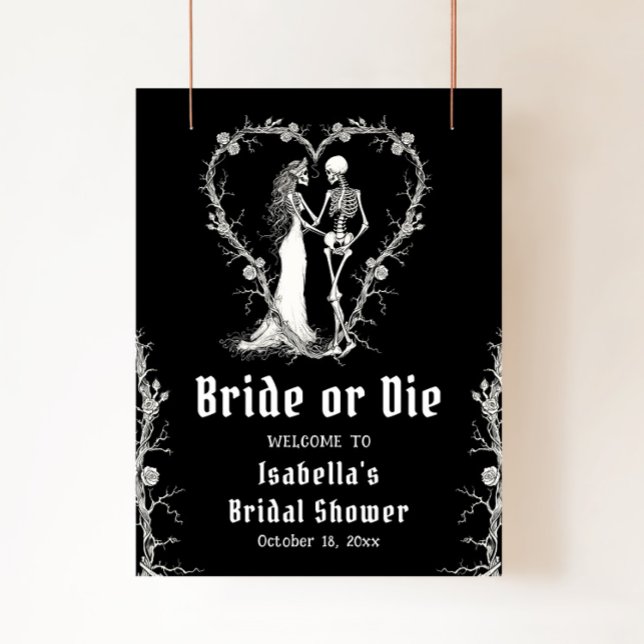 Halloween Skeleton Bride or Die Bridal Welcome Poster (Creator Uploaded)