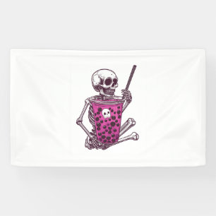 Halloween Skeleton Bubble Tea Banner