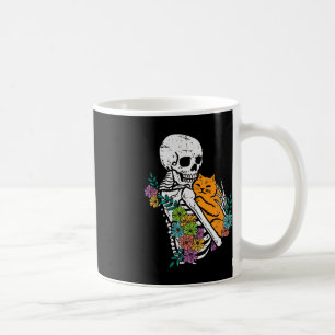 Halloween Skeleton Cat Hug Flowers Costume Women G Coffee Mug