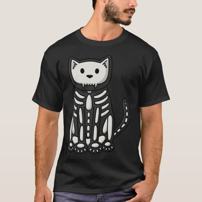 Halloween Skeleton Cat T-Shirt (Front)