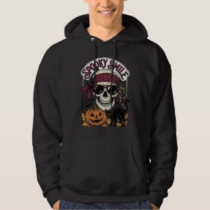 Halloween Skeleton Cat Vintage Pumpkin Graphic_1 Hoodie