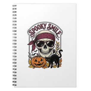 Halloween Skeleton Cat Vintage Pumpkin Graphic_1 Notebook