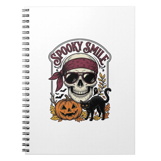 Halloween Skeleton Cat Vintage Pumpkin Graphic_1 Notebook (Front)