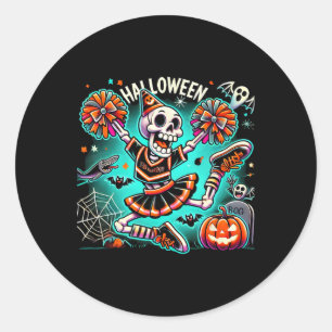 Halloween Skeleton Cheerleading Cheerleader _2 Classic Round Sticker