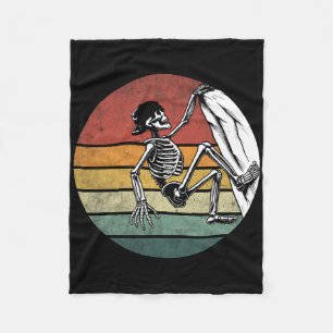 Halloween Skeleton Climber Vintage Skeleton Rock C Fleece Blanket