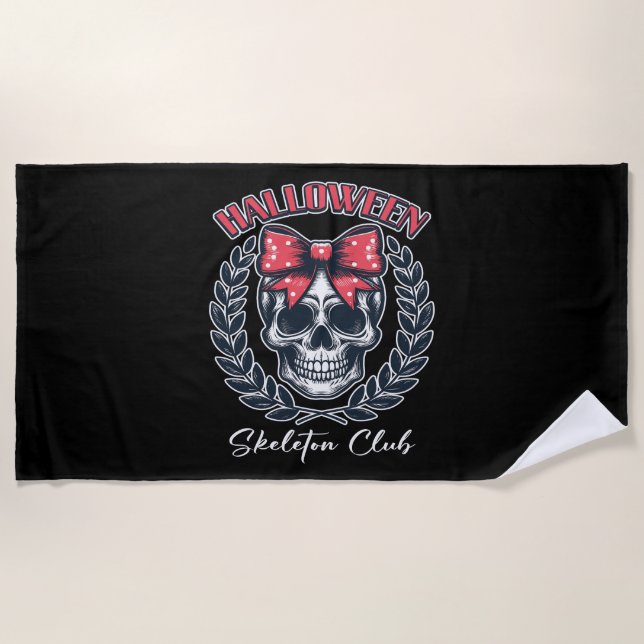 Halloween Skeleton Club Beach Towel (Front)