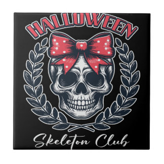 Halloween Skeleton Club Ceramic Tile