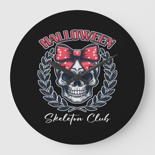 Halloween Skeleton Club Large Clock (Front)