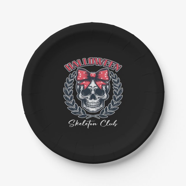 Halloween Skeleton Club Paper Plate (Front)