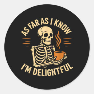 Halloween Skeleton Coffee As Far As Know Classic Round Sticker