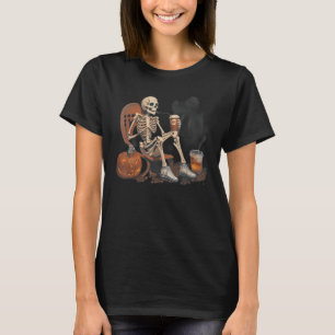 Halloween Skeleton Coffee Drinking Outdoor T-Shirt
