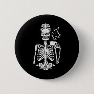 Halloween Skeleton Coffee Funny Costume Mum Women 6 Cm Round Badge