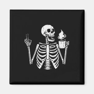 Halloween Skeleton Coffee Peace Funny Costume Men  Magnet