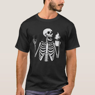 Halloween Skeleton Coffee Peace Funny Costume Men T-Shirt