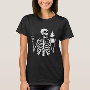 Halloween Skeleton Coffee Peace Funny Costume Men T-Shirt