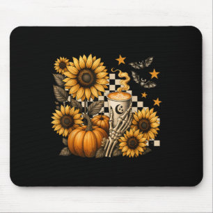 Halloween Skeleton Coffee, Soky Sunflowers Pumpkin Mouse Pad