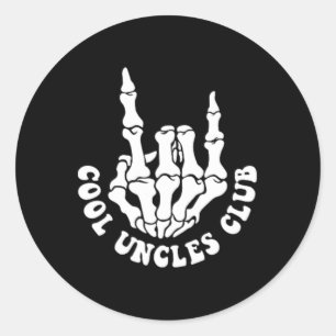 Halloween Skeleton Cool Uncles Club Retro Uncle Fa Classic Round Sticker